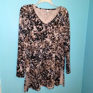 J. Jill Velour Pullover Sweater Blouse Foliage Pattern sz. Medium